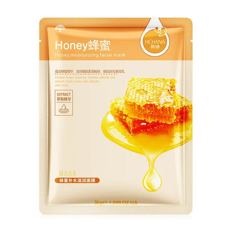 30Pcs Natural Plant Facial Mask Moisturizing Oil Control Anti-Aging Fruit Aloe Korean Sheet Face Mask Beauty Skin Care Prodcuts