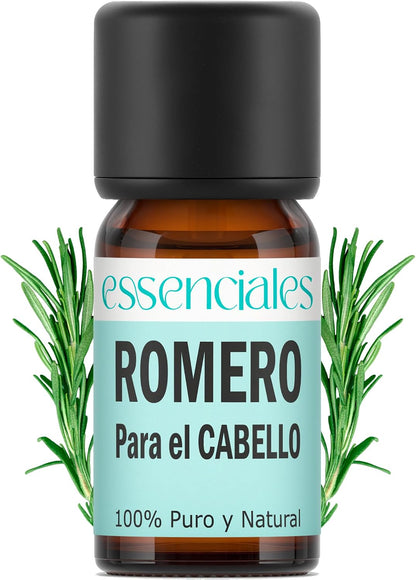 ESSENCIALES Aceite Esencial De Romero Alcanfor 10 Ml – 100% Puro Y Natural – Ideal Para Masaje Corporal, Aromaterapia Y Difusor
