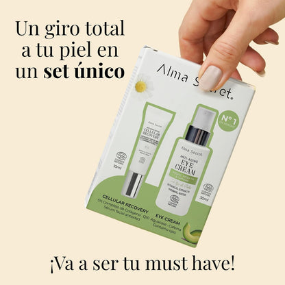 Pack Cofre Skin Care: Crema Contorno De Ojos De Aguacate, Té Verde Y Cafeína + Serum Facial Antiedad Cellular Recovery, Contorno De Ojos Y Serum Facial Para Todo Tipo De Pieles ECOCERT COSMOS NATURAL