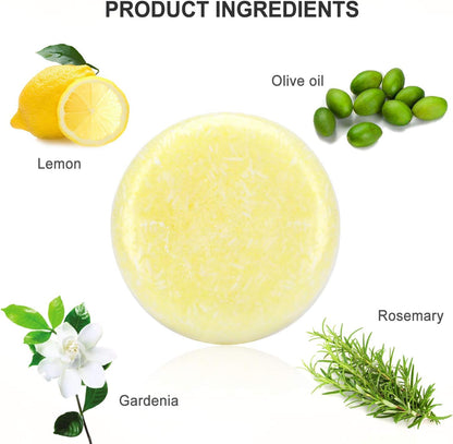 2PCS Hair Shampoo Bar, Jabón Para El Cabello (Rosemary + Limón) Varias Fragancias Plant Essence Shampoo Para Cabello Seco Y Dañado - 3.88 Oz