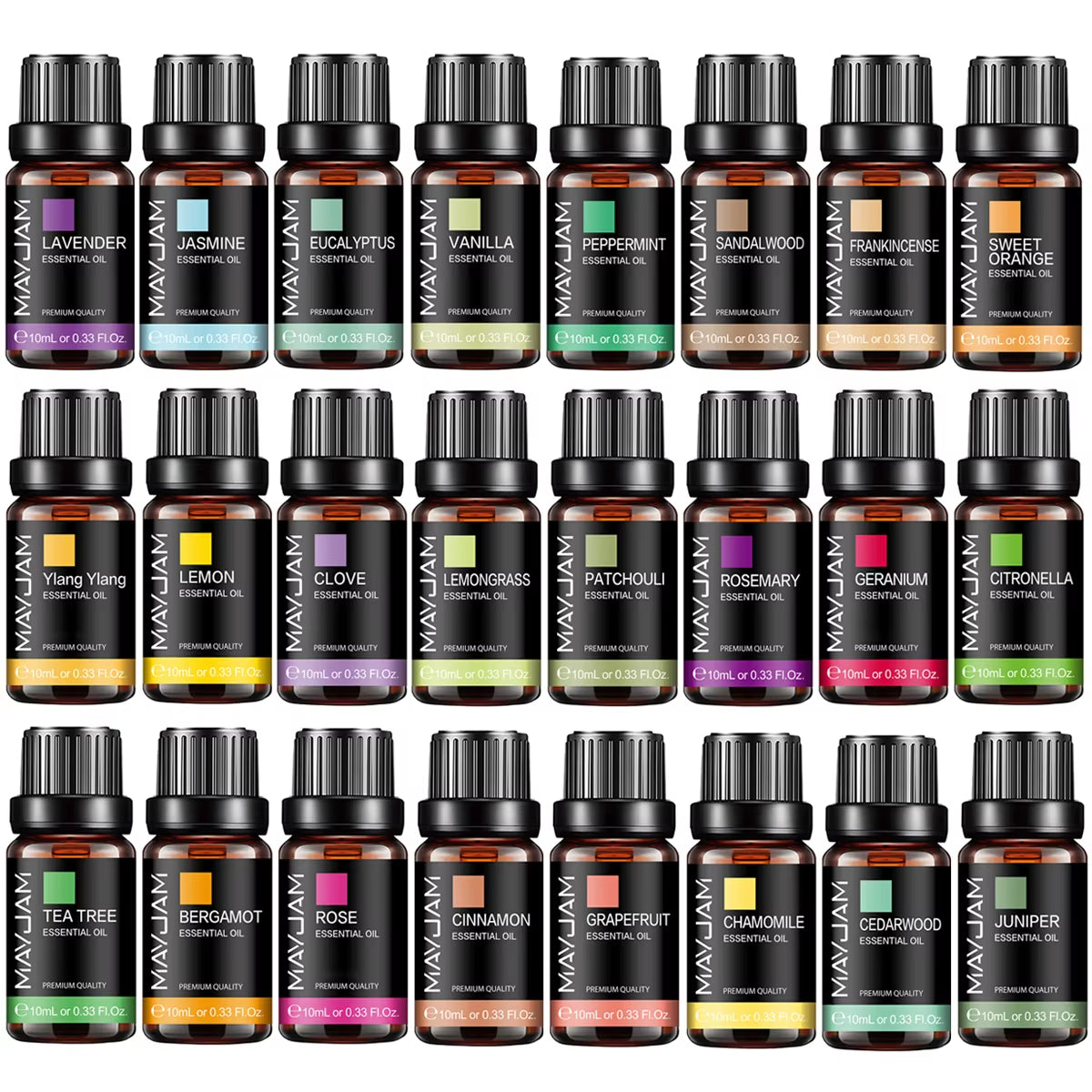 10ML Essential Oil Lavender Jasmine Eucalyptus Vanilla Sandalwood Bergamot Rosemary Citronella Cinnamon Fragrance Oil