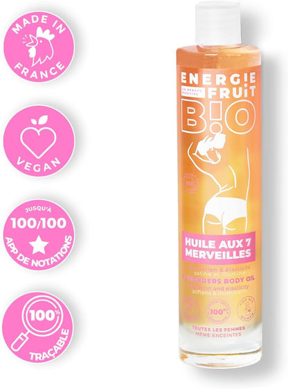 ENERGÍA FRUIT | Aceite Corporal Con 7 Maravillas | 7 Aceites Vegetales | BIO Certificado Por ECOCERT | 100Ml