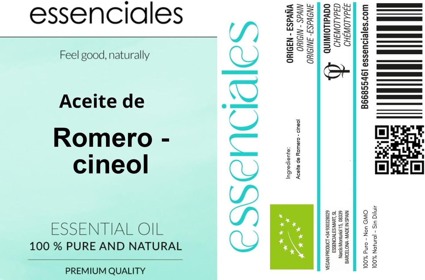 ESSENCIALES Aceite Esencial De Romero Alcanfor 10 Ml – 100% Puro Y Natural – Ideal Para Masaje Corporal, Aromaterapia Y Difusor