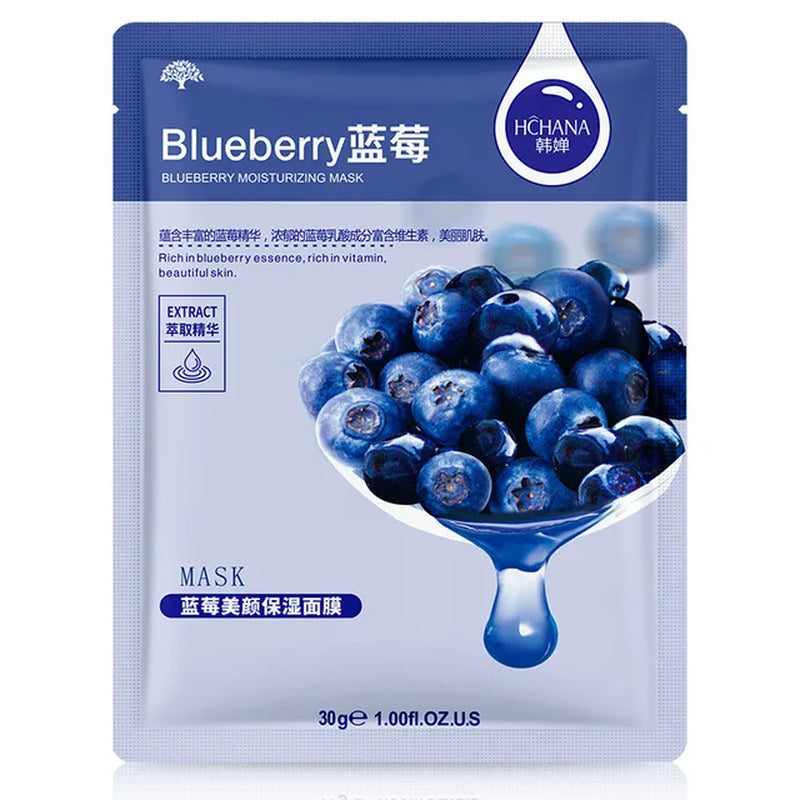30Pcs Natural Plant Facial Mask Moisturizing Oil Control Anti-Aging Fruit Aloe Korean Sheet Face Mask Beauty Skin Care Prodcuts