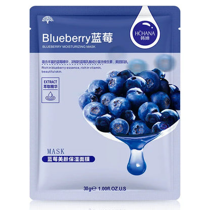 30Pcs Natural Plant Facial Mask Moisturizing Oil Control Anti-Aging Fruit Aloe Korean Sheet Face Mask Beauty Skin Care Prodcuts