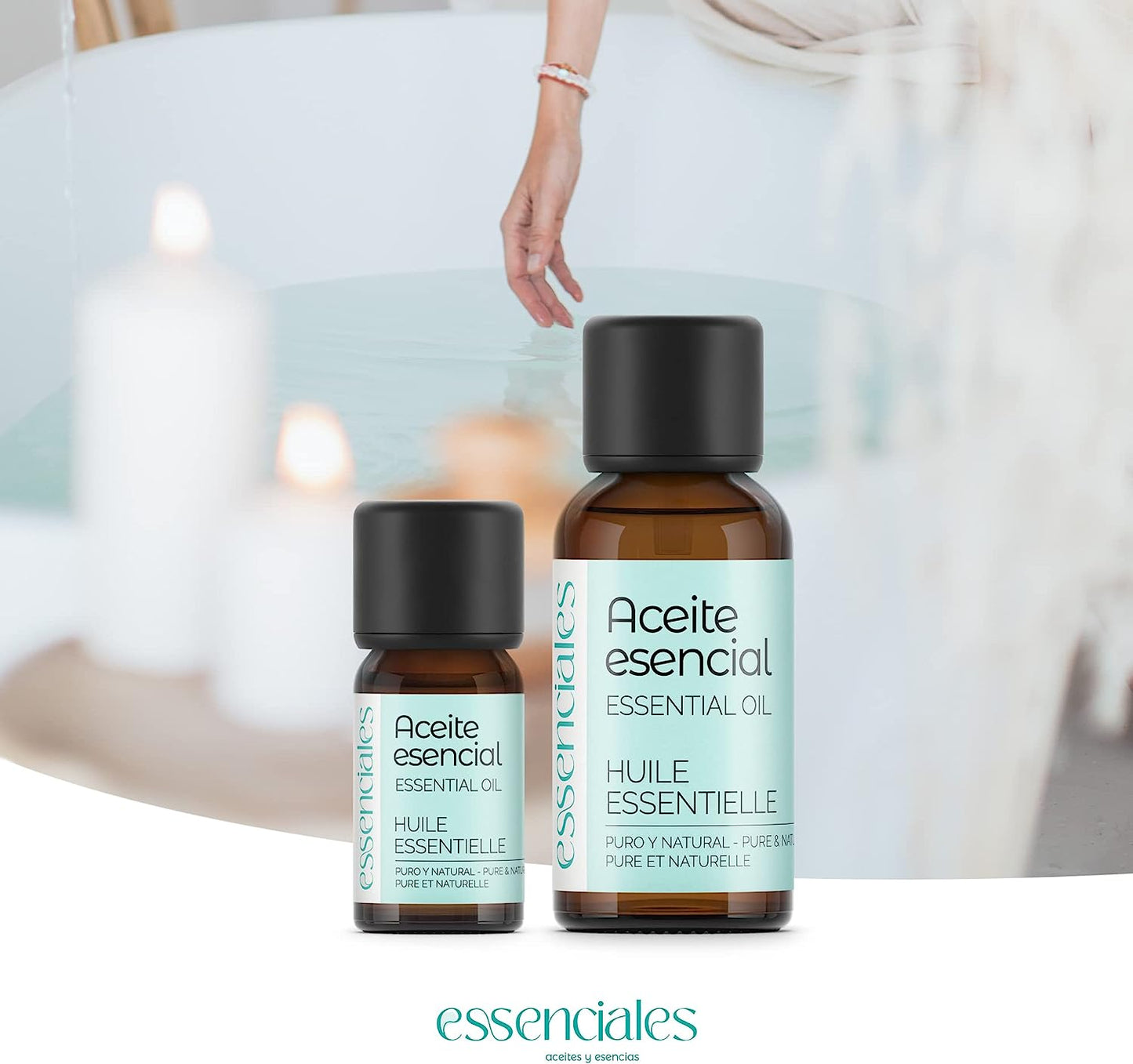 ESSENCIALES Aceite Esencial De Romero Alcanfor 10 Ml – 100% Puro Y Natural – Ideal Para Masaje Corporal, Aromaterapia Y Difusor