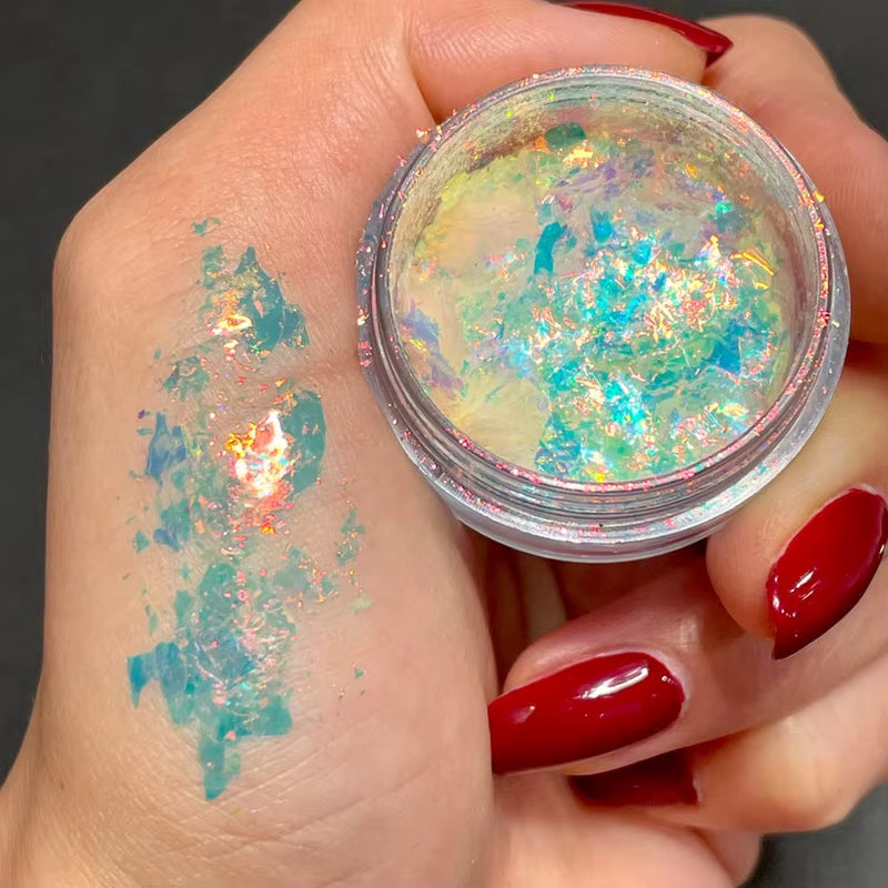 Sparkly Chameleon Nail Opal Flakes Magic Mirror Aurora Thick Nail Sequins Pigment Eye Shadow Colorshift Mermaid Nail Chrome Dust